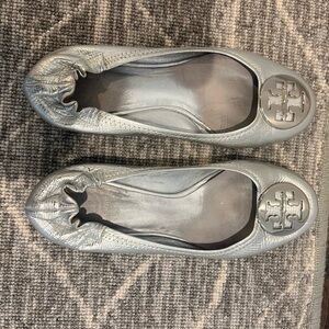 Tory Burch Women's Metallic Silver Flats